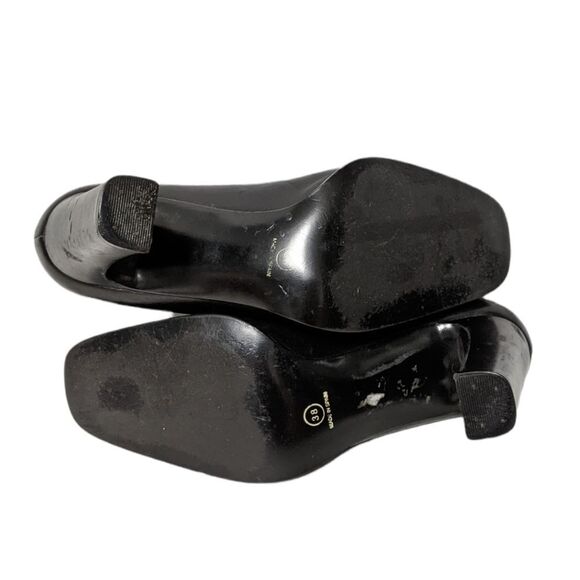 ZARA WOMAN Leather Minimalist Square Toe Stacked Heels 38 - Picture 9 of 11